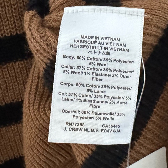 NWT J. Crew Striped Poncho Pullover Cotton Wool Boxy Oversized Classic Preppy OS - Picture 12 of 15